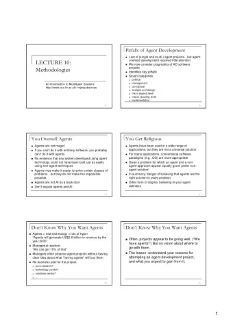LECTURE 10:  We now consider pragmatics of AO software  Methodologies  projects  Identifies