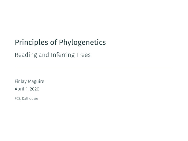 principles of phylogenetics