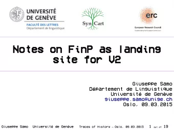Notes  es on Fi  FinP as  s landin  ing  site for V2  Giuseppe Samo  Dpartement de Linguistique