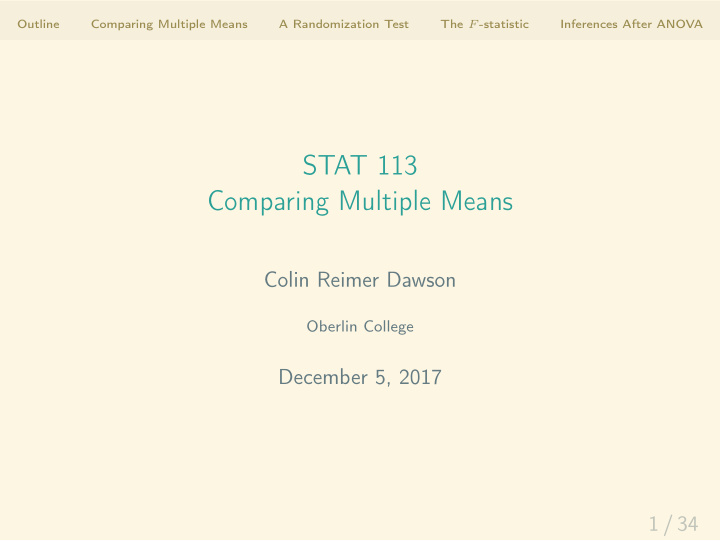stat 113 comparing multiple means