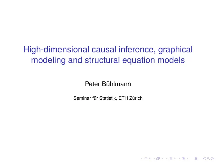 high dimensional causal inference graphical modeling and