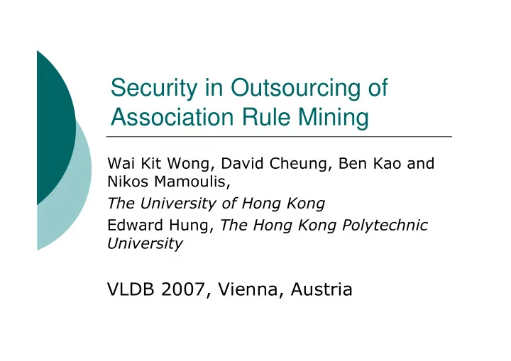 security in outsourcing of association rule mining
