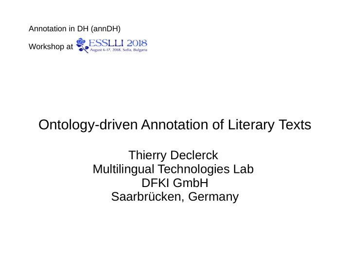 ontology driven annotation of literary texts