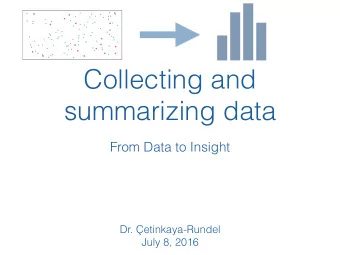 Collecting and  summarizing data  From Data to Insight  Dr. etinkaya-Rundel  July 8, 2016  Data