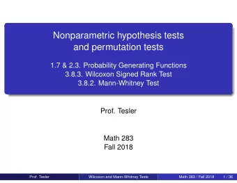 Nonparametric hypothesis tests  and permutation tests  1.7 &amp; 2.3. Probability Generating
