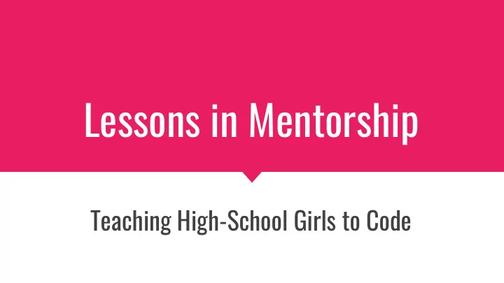 lessons in mentorship