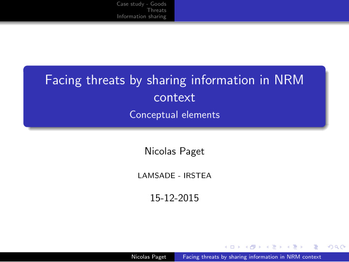 facing threats by sharing information in nrm context