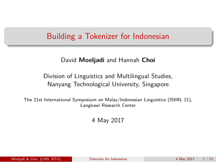 building a tokenizer for indonesian