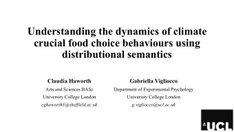Understanding the dynamics of climate  crucial food choice behaviours using  distributional