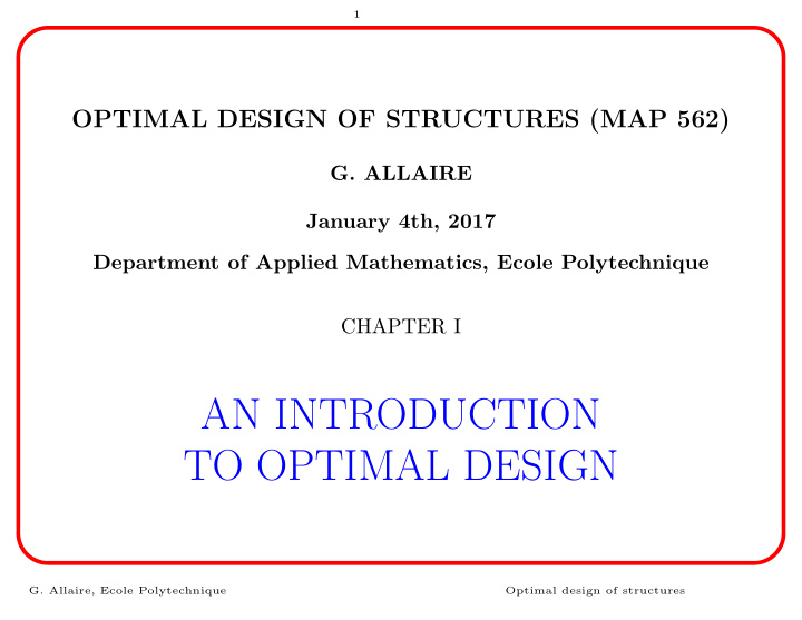 an introduction to optimal design