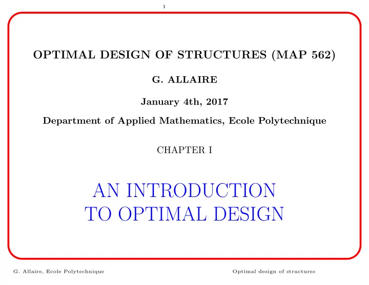 an introduction to optimal design