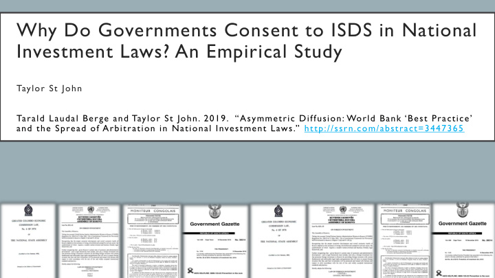 investment laws an empirical study