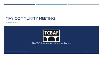 MAY COMMUNITY MEETING  BOARD UPDATE  The TC Business Architecture Forum  THE TWIN CITIES  BUSINESS