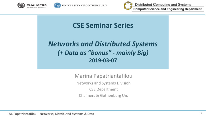 cse seminar series networks and distributed systems