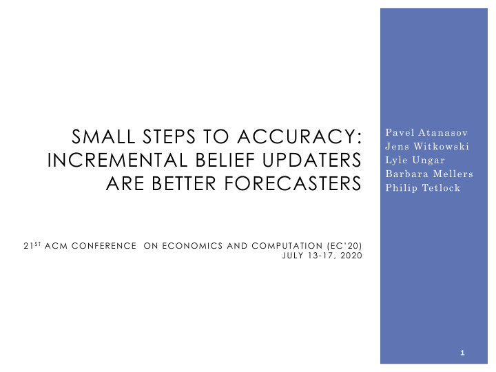 small steps to accuracy