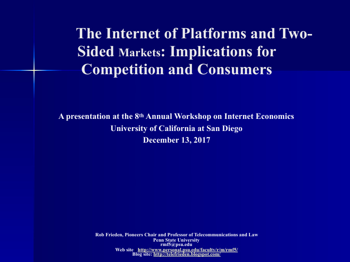 the internet of platforms and two sided markets