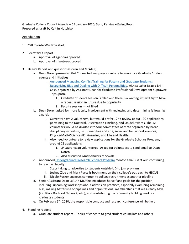 graduate college council agenda 27 january 2020 3pm