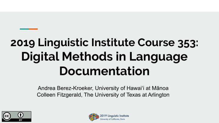 digital methods in language documentation