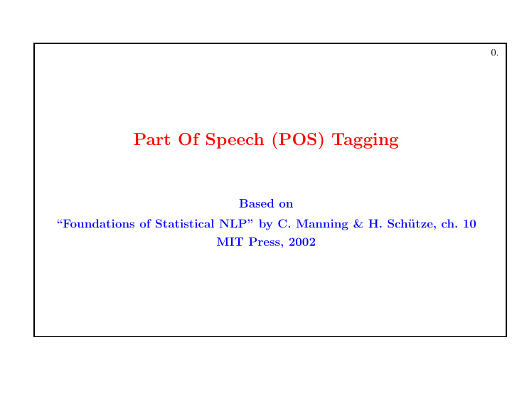 part of speech pos tagging