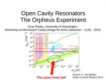 Open Cavity Resonators  The Orpheus Experiment  Gray Rybka, University of Washington  Workshop on