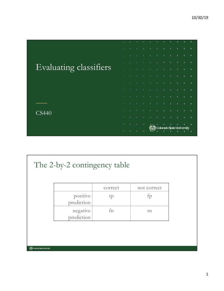 evaluating classifiers