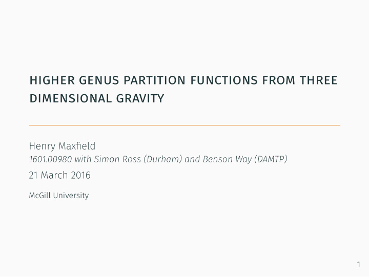 higher genus partition functions from three dimensional