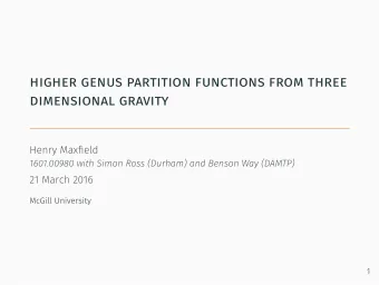 higher genus partition functions from three  dimensional gravity  Henry Maxfield  1601.00980 with