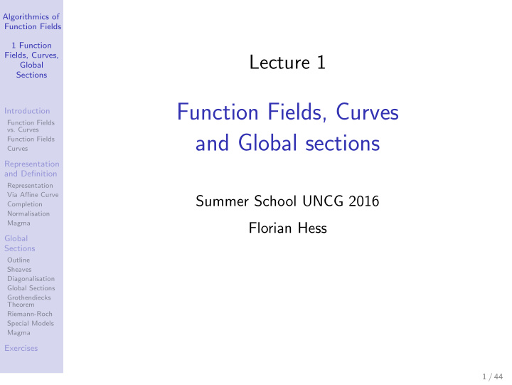 function fields curves