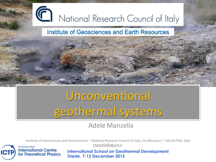 unconven onal geothermal systems