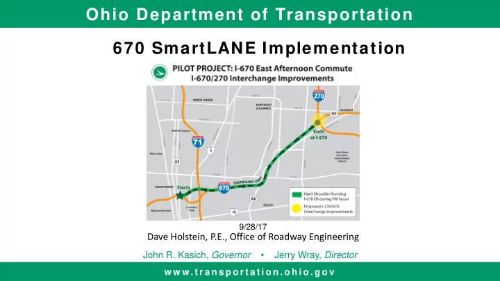 ohio department of transportation 670 smartlane