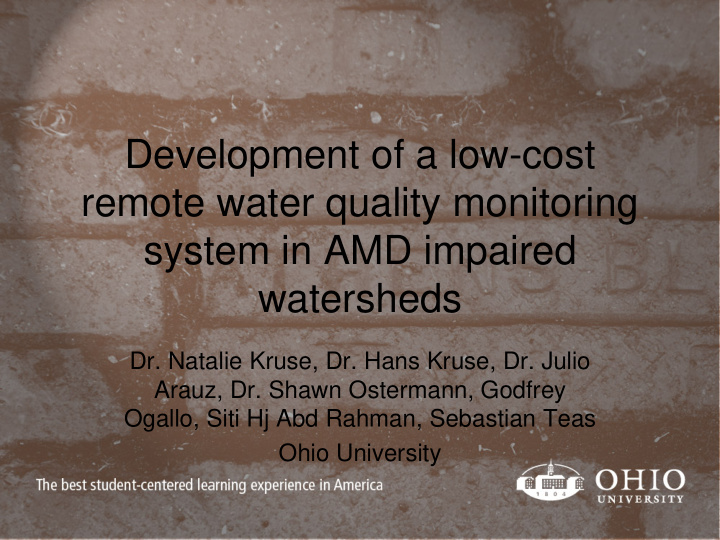 development of a low cost remote water quality monitoring