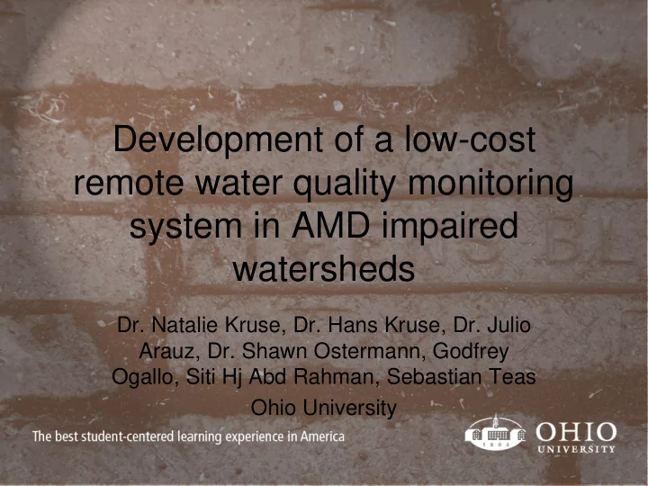 development of a low cost remote water quality monitoring