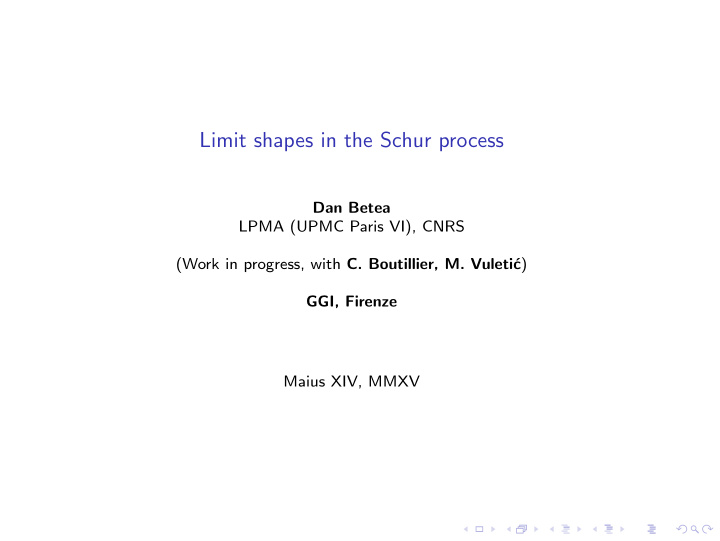 limit shapes in the schur process