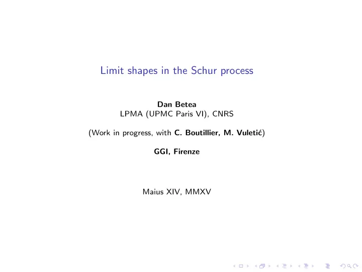 limit shapes in the schur process