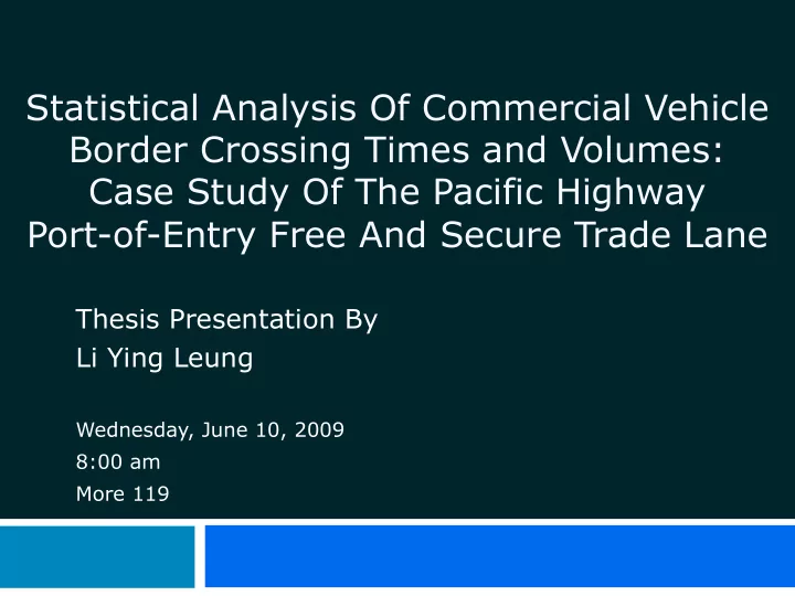 statistical analysis of commercial vehicle border