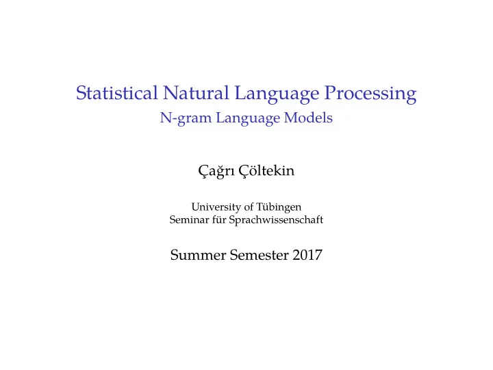 statistical natural language processing