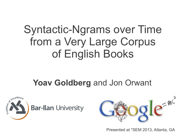 syntactic ngrams over time from a very large corpus of