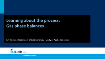 Learning about the process:  Gas phase balances  Sef Heijnen, Department of Biotechnology, Faculty