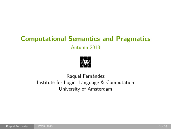 computational semantics and pragmatics