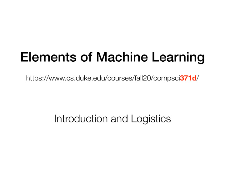 elements of machine learning
