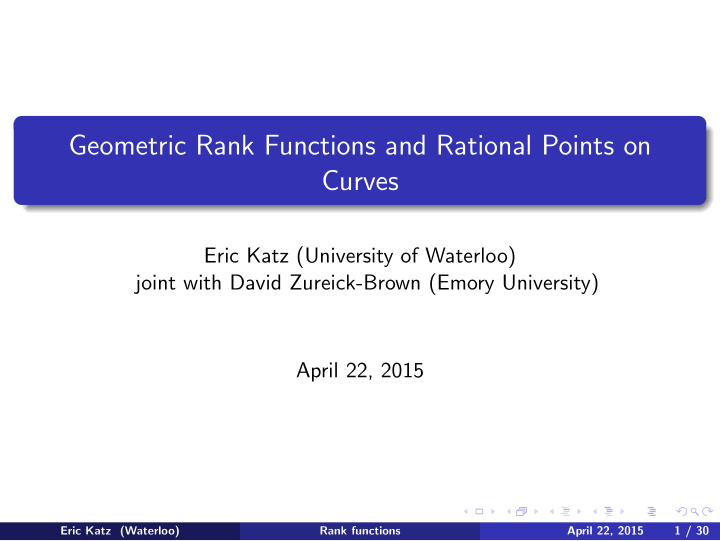 geometric rank functions and rational points on curves