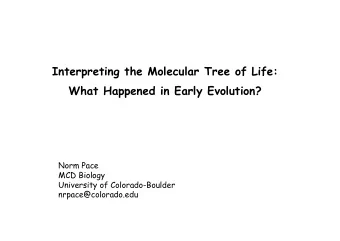 Interpreting the Molecular Tree of Life:  What Happened in Early Evolution?  Norm Pace  MCD Biology