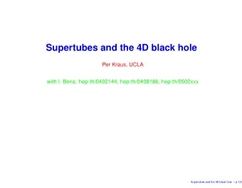 Supertubes and the 4D black hole  Per Kraus, UCLA  with I. Bena: hep-th/0402144, hep-th/0408186,