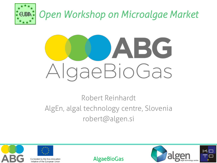 open n wo workshop shop on micr croalgae oalgae market ket