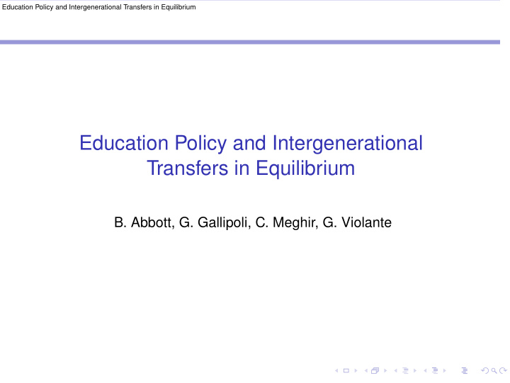 education policy and intergenerational transfers in