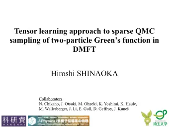 Tensor learning approach to sparse QMC  sampling of two-particle Greens function in  DMFT