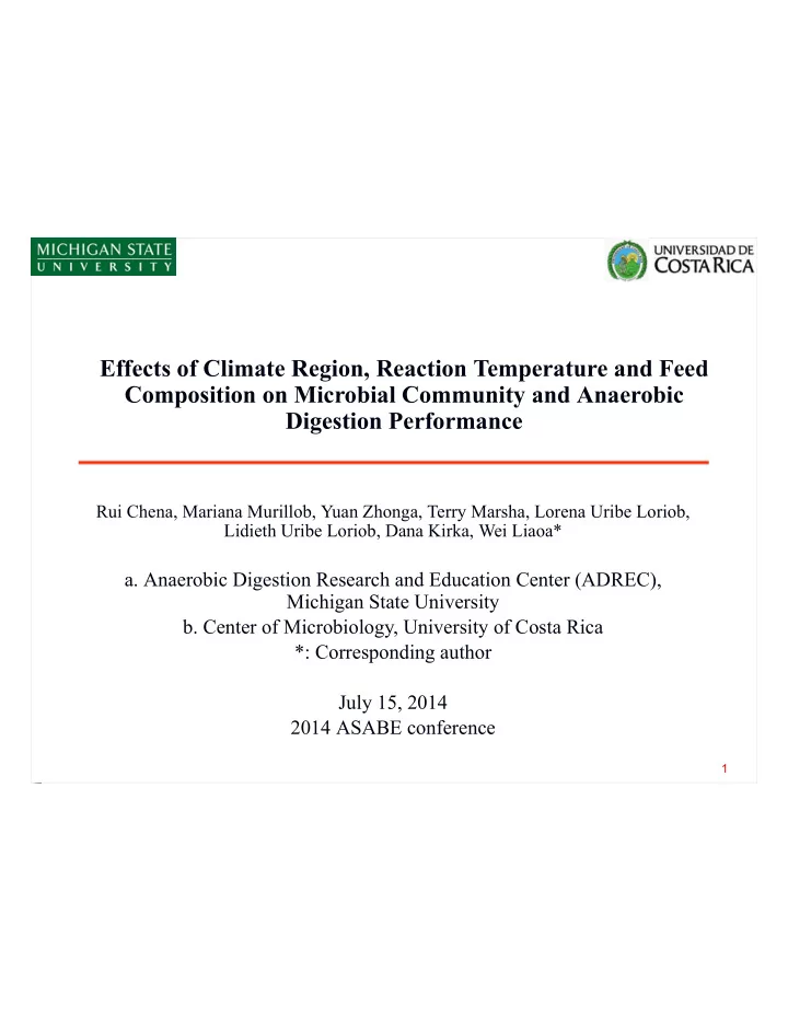 effects of climate region reaction temperature and feed