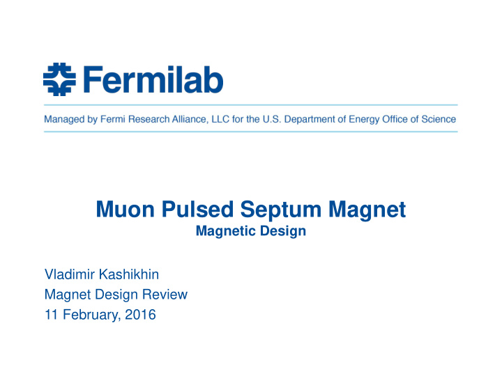 muon pulsed septum magnet