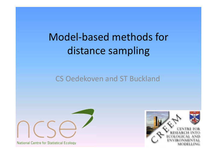 model based methods for distance sampling