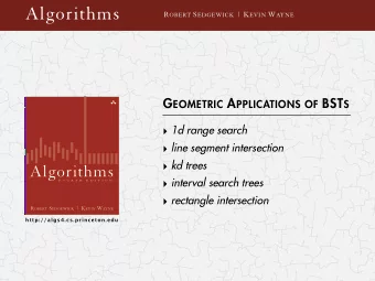 Algorithms R OBERT S EDGEWICK | K EVIN W AYNE G EOMETRIC A PPLICATIONS OF BST S  1d range search